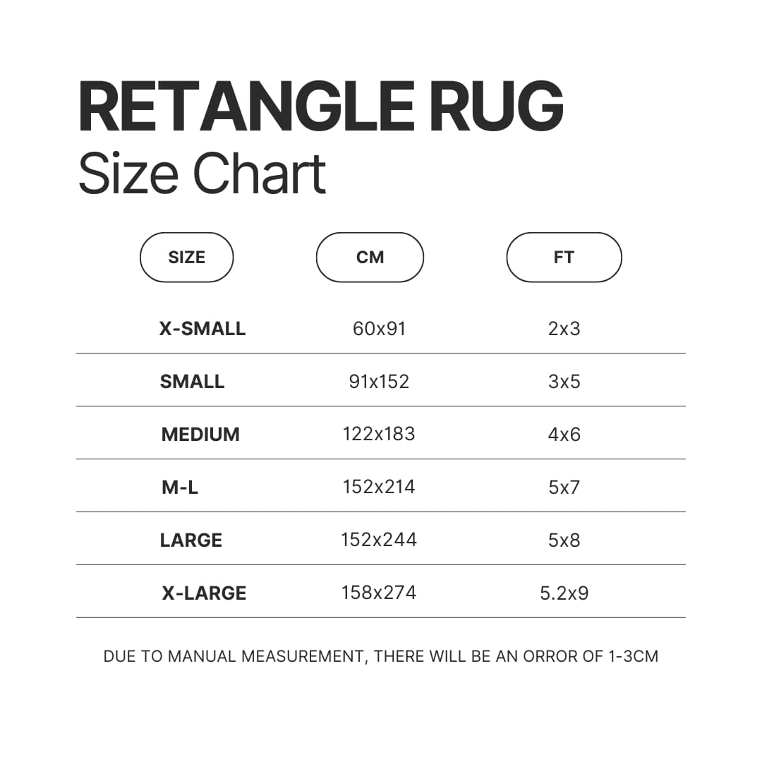 Retangle Rug Size Chart - Borderlands Shop