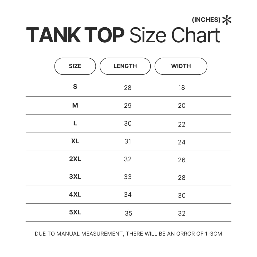 Tank Top Size Chart - Borderlands Shop